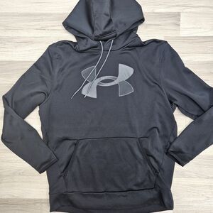 UNDER ARMOUR Boys Black Hooded Hoodie Sweatshirt Pullover Cold Gear Size Large